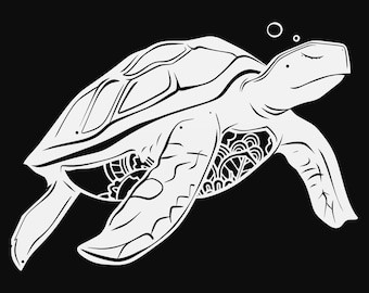sea turtle mandala svg cut file, glowforge file, vinyl template, laser cut file, animals svg, cuttable animal svg, clipart png