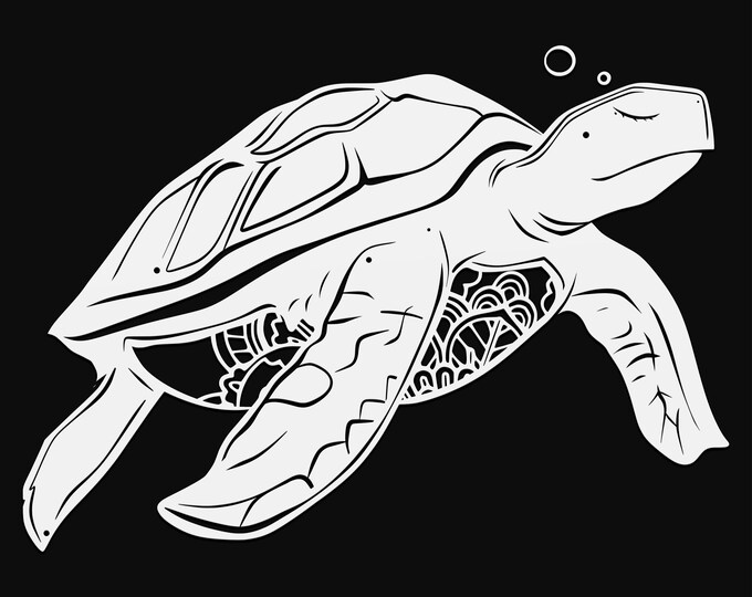 sea turtle mandala svg cut file, glowforge file, vinyl template, laser cut file, animals svg, cuttable animal svg, clipart png