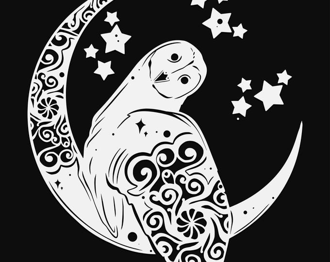 owl on moon mandala svg cut file, glowforge file, vinyl template, laser cut file, bird svg, cuttable animal svg, clipart png