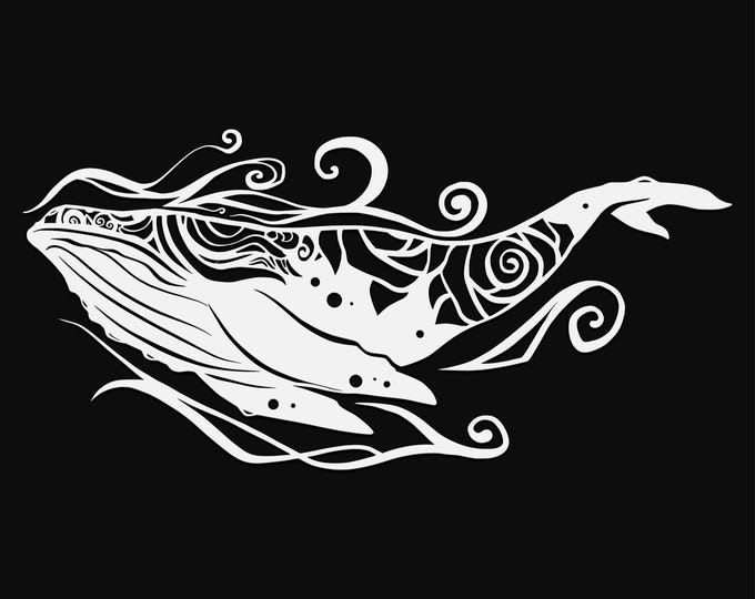 whale with swirls mandala svg cut file, glowforge file, vinyl template, laser cut file, animals svg, cuttable animal svg, clipart png