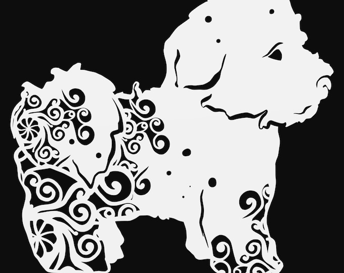 bichon mandala svg cut file, glowforge file, vinyl template, laser cut file, animals svg, cuttable dog svg, clipart png