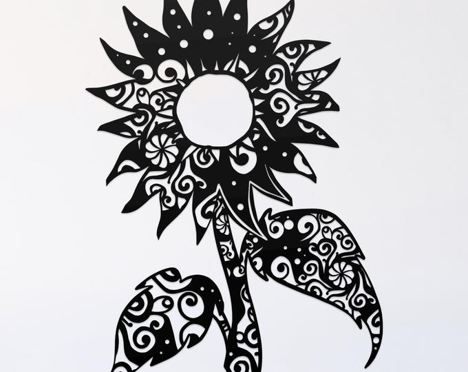 sunflower mandala svg cut file, glowforge file, flower vinyl template, laser cut file, plant svg, cuttable botany svg, clipart png