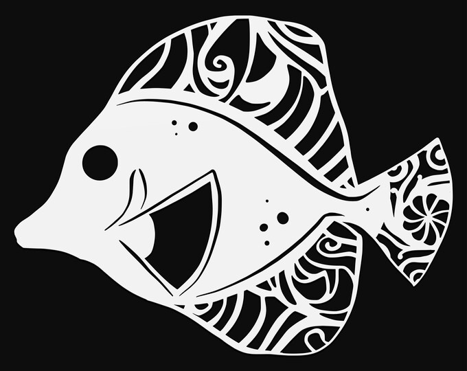 coral fish mandala svg cut file, glowforge file, vinyl template, laser cut file, animals svg, cuttable animal svg, clipart png
