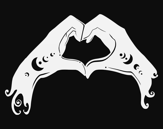 hands in heart shape svg cut file, glowforge file, vinyl template, laser cut file, celestial svg, cuttable pagan svg, clipart png