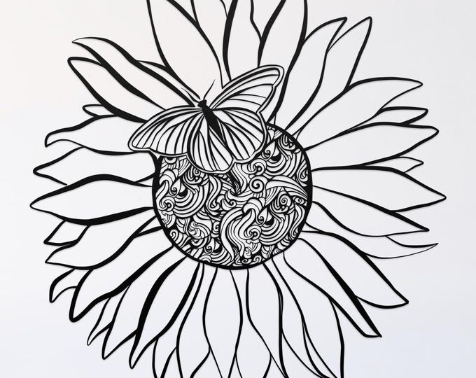 sunflower mandala svg cut file, glowforge file, flower vinyl template, laser cut file, plant svg, cuttable botany svg, clipart png