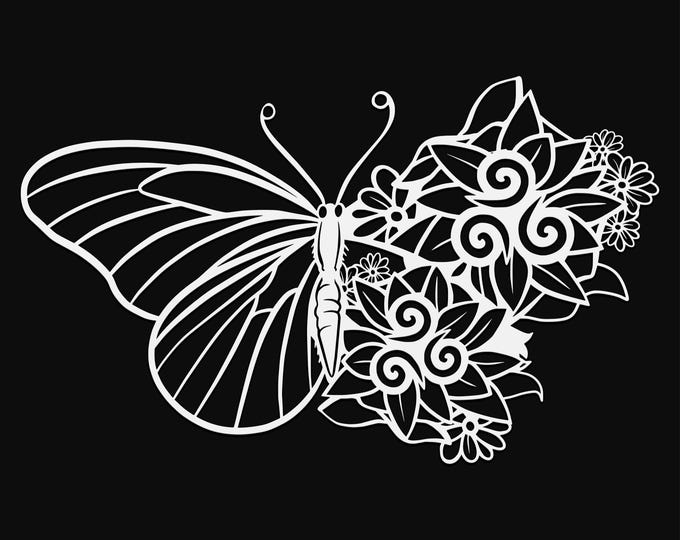 butterfly mandala svg cut file, glowforge file, monarch vinyl template, butterfly laser cut file, reptile svg, cuttable bug svg, clipart png