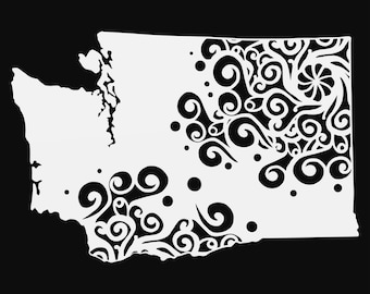 washington mandala svg, geography cut file, glowforge svg, united states vinyl template, laser cut file, cuttable map svg, WA clipart png