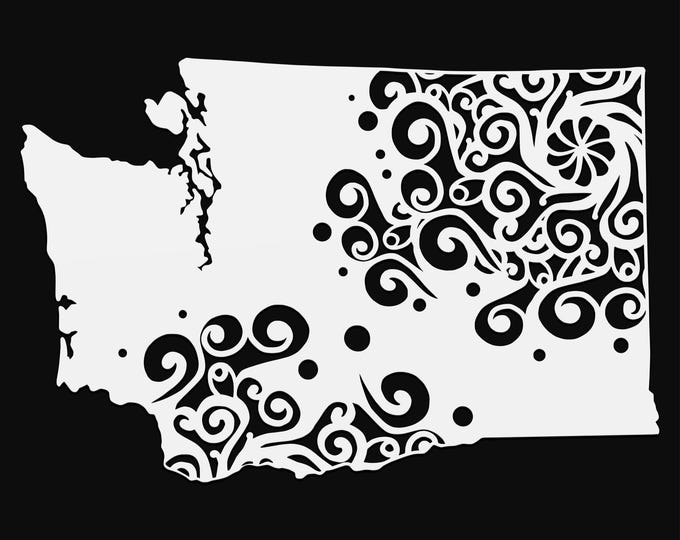 washington mandala svg, geography cut file, glowforge svg, united states vinyl template, laser cut file, cuttable map svg, WA clipart png