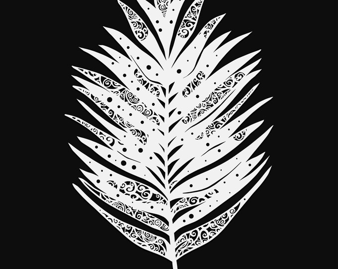 fern mandala svg cut file, glowforge file, leaf vinyl template, laser cut file, plant svg, cuttable botany svg, clipart png