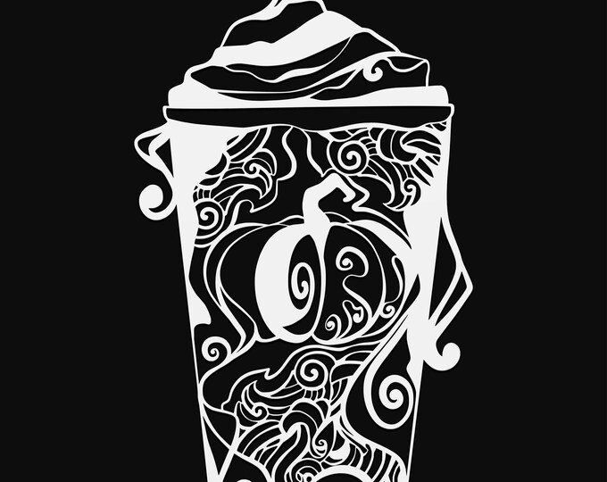 fall latte mandala svg cut file, glowforge file, vinyl template, laser cut file, lifestyle svg, cuttable laser svg, clipart png
