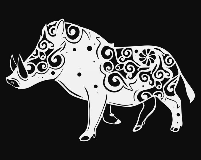 wild hog mandala svg cut file, glowforge file, vinyl template, laser cut file, animal svg, cuttable animal svg, clipart png
