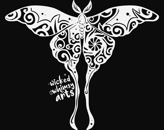 moon moth mandala svg cut file, glowforge file, vinyl template, laser cut file, celestial svg, cuttable pagan svg, clipart png