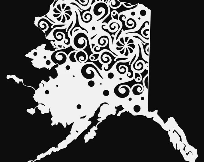 alaska mandala svg file, geography cut file, glowforge svg, united states vinyl template, laser cut file, cuttable map svg, AK clipart png