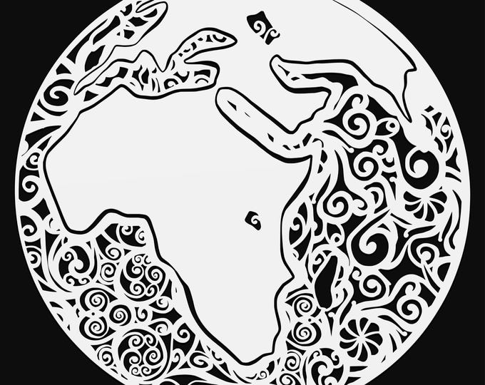 globe mandala svg cut file, geography cut file, glowforge svg, vinyl template, laser cut file, cuttable map svg, planet earth clipart png