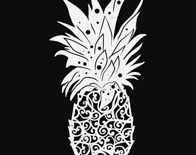 pineapple mandala svg cut file, glowforge file, beach vinyl template, laser cut file, plant svg, cuttable botany svg, clipart png