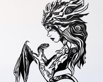 viking mother svg, dragon glowforge file, vinyl template, laser cut file, fantasy svg, cuttable medieval laser svg, viking clipart png