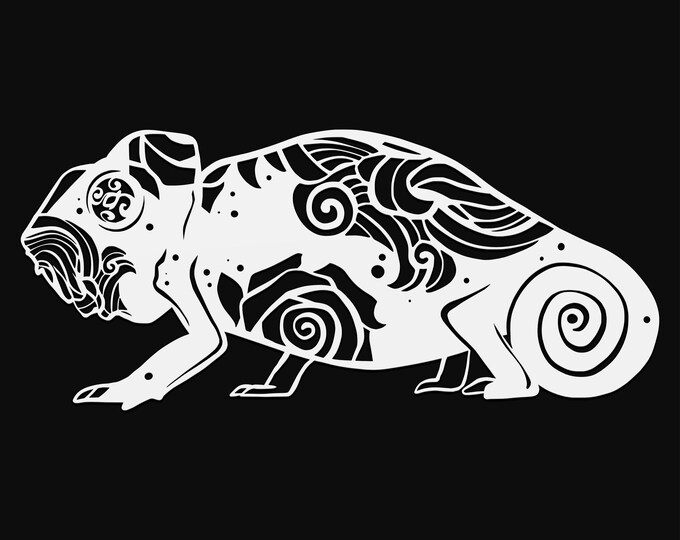 chameleon mandala svg cut file, glowforge file, vinyl template, laser cut file, reptile svg, cuttable animal svg, clipart png