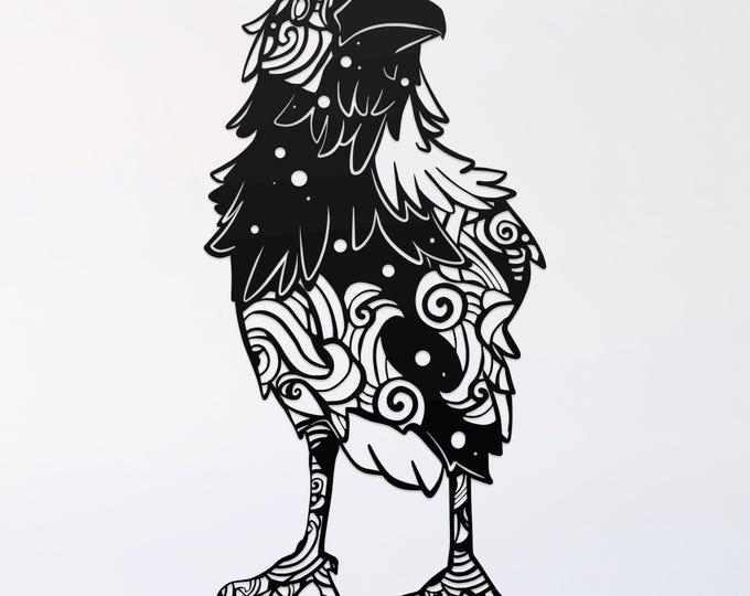 raven mandala svg cut file, glowforge file, vinyl template, laser cut file, bird svg, cuttable animal svg, clipart png