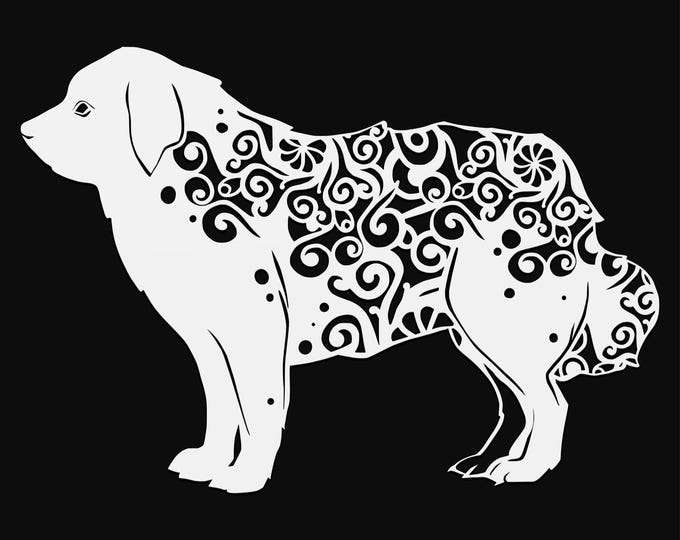 pyrenees dog mandala svg file, glowforge file, vinyl template, laser cut file, animal svg, cuttable animal svg, clipart png