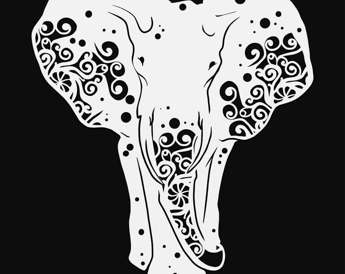 elephant mandala svg cut file, glowforge file, vinyl template, laser cut file, zoo animal svg, cuttable animal svg, clipart png