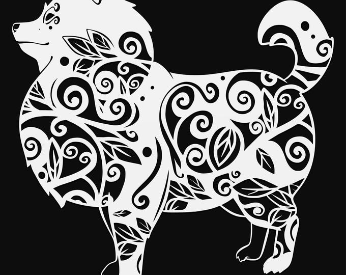 pomeranian mandala svg file, glowforge file, vinyl template, laser cut file, animal svg, cuttable animal svg, clipart png