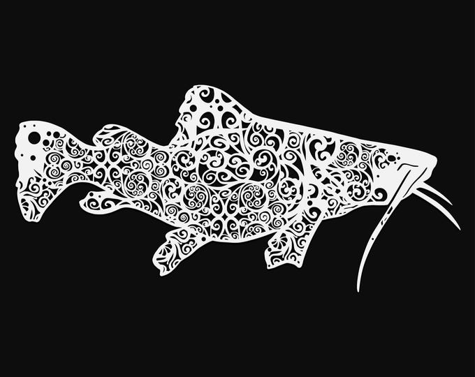 catfish mandala svg cut file, glowforge file, vinyl template, laser cut file, animals svg, cuttable animal svg, clipart png