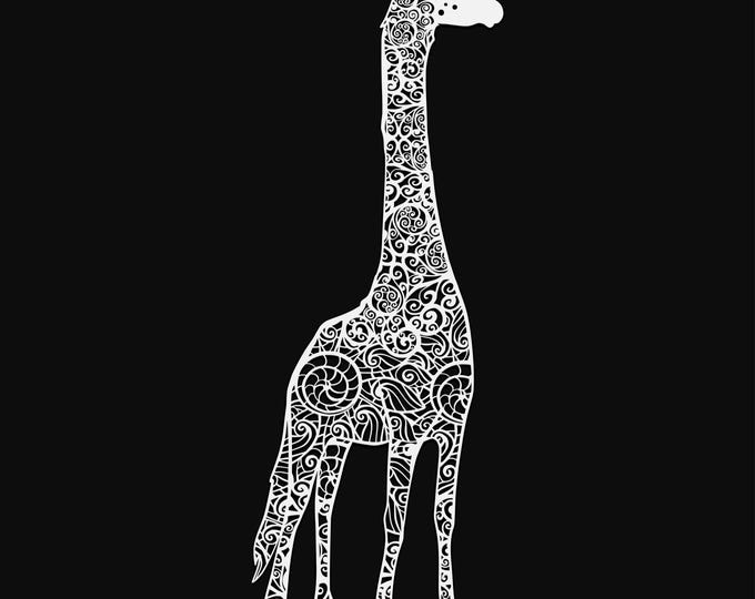giraffe mandala svg cut file, glowforge file, vinyl template, laser cut file, zoo animal svg, cuttable animal svg, clipart png