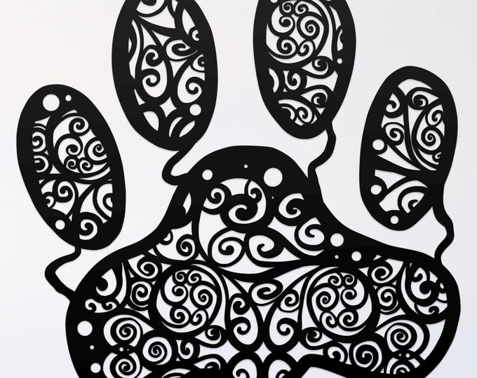 cat paw mandala | by wicked whimsy arts | tattoo template | svg, png, dxf | laser cut files | drawing #357