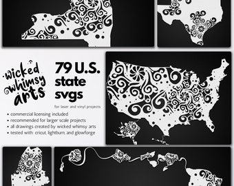 US state mandala laser bundle, glowforge state files, vinyl geography templates, laser united state files, U.S.A. svgs, mandala state svgs