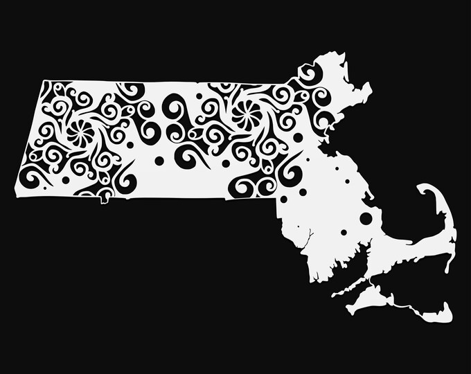 massachusetts mandala svg, geography cut file, glowforge svg, united states vinyl template, laser cut file, cuttable map svg, MA clipart png