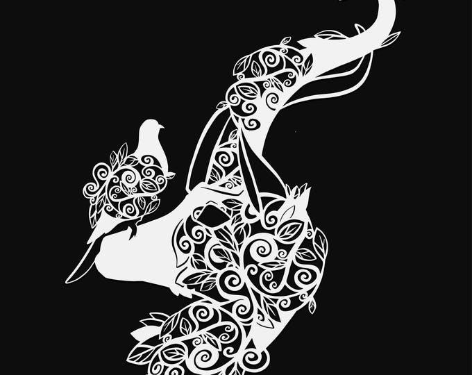 antelope and bird mandala svg cut file, glowforge file, vinyl template, laser cut file, animal svg, cuttable animal svg, clipart png