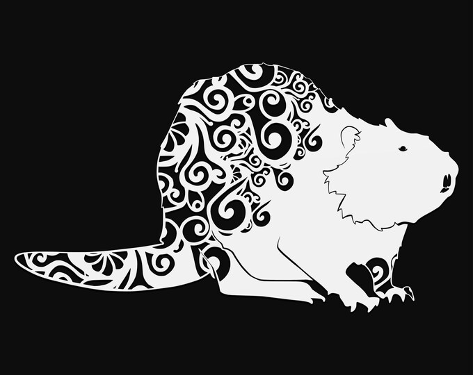 beaver mandala svg cut file, glowforge file, vinyl template, laser cut file, animal svg, cuttable animal svg, clipart png