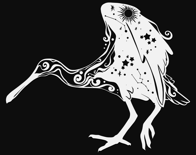 celestial spoonbill svg cut file, glowforge file, vinyl template, laser cut file, bird svg, cuttable animal svg, clipart png