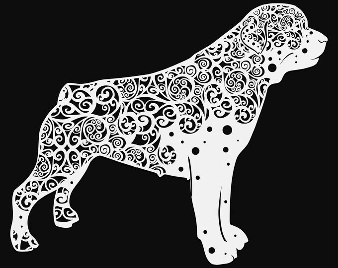 rottweiler dog mandala svg file, glowforge file, vinyl template, laser cut file, animal svg, cuttable animal svg, clipart png