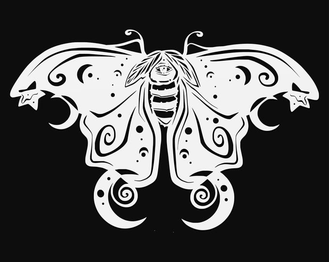 moon moth svg cut file, glowforge file, vinyl template, laser cut file, celestial svg, cuttable pagan svg, clipart png