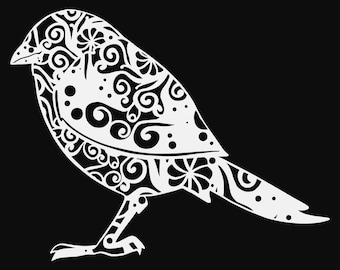 sparrow mandala svg cut file, glowforge file, vinyl template, laser cut file, bird svg, cuttable animal svg, clipart png