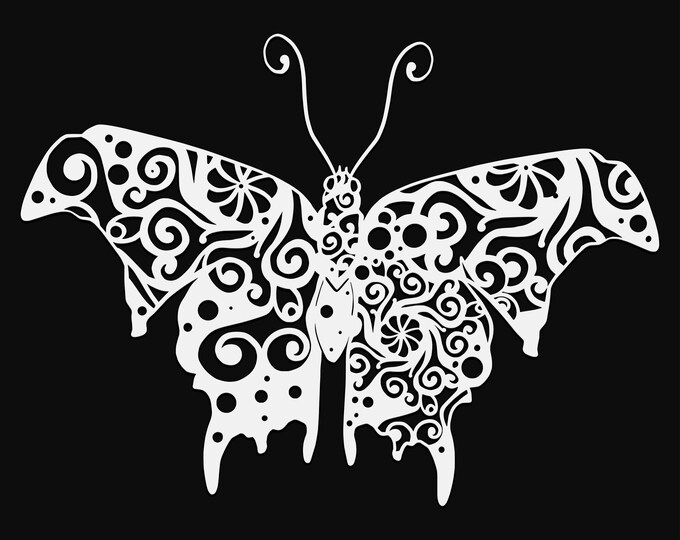 butterfly mandala svg cut file, glowforge file, monarch vinyl template, butterfly laser cut file, reptile svg, cuttable bug svg, clipart png