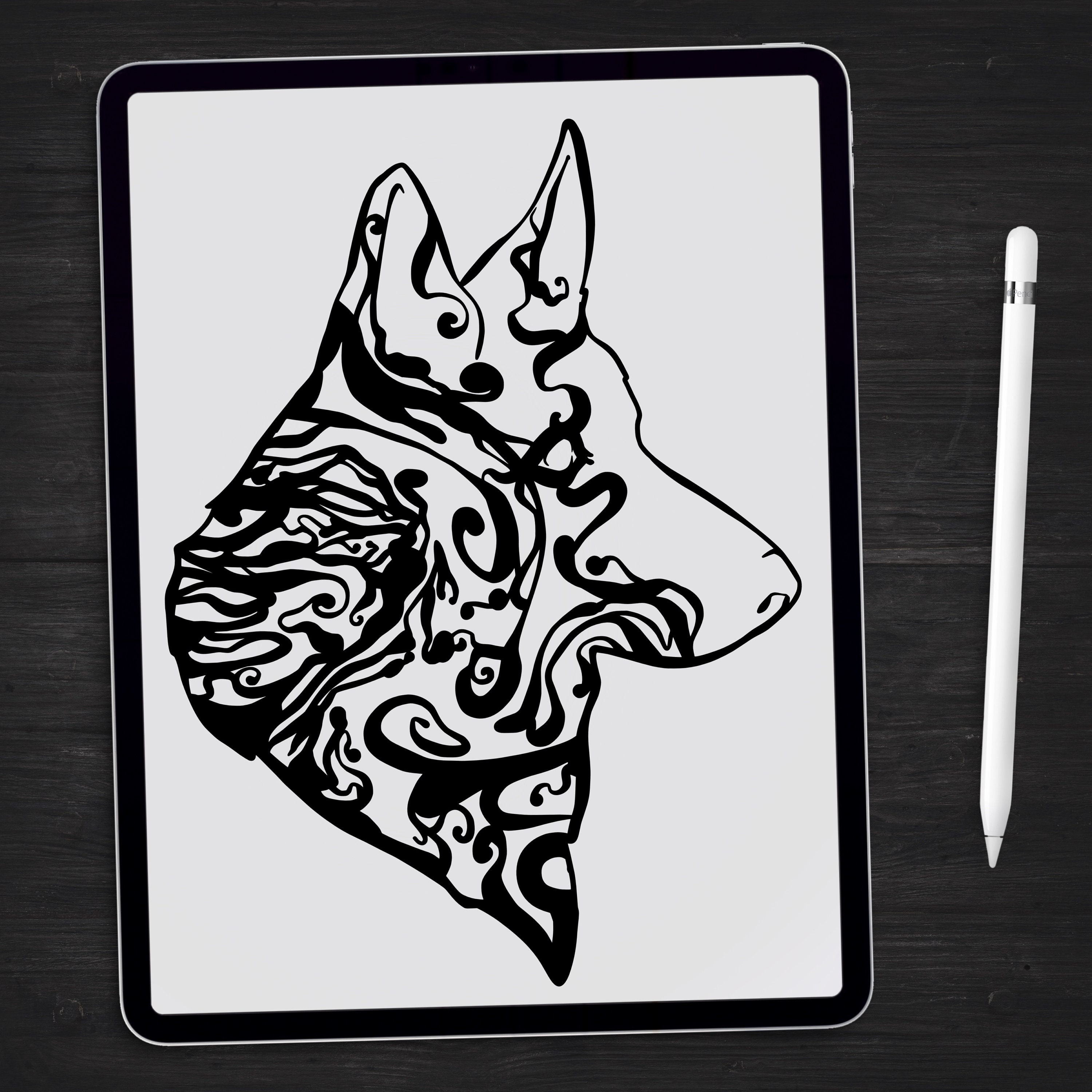 Download Inky German Shepherd Svg, Dog Svg, Mandala Svg ...