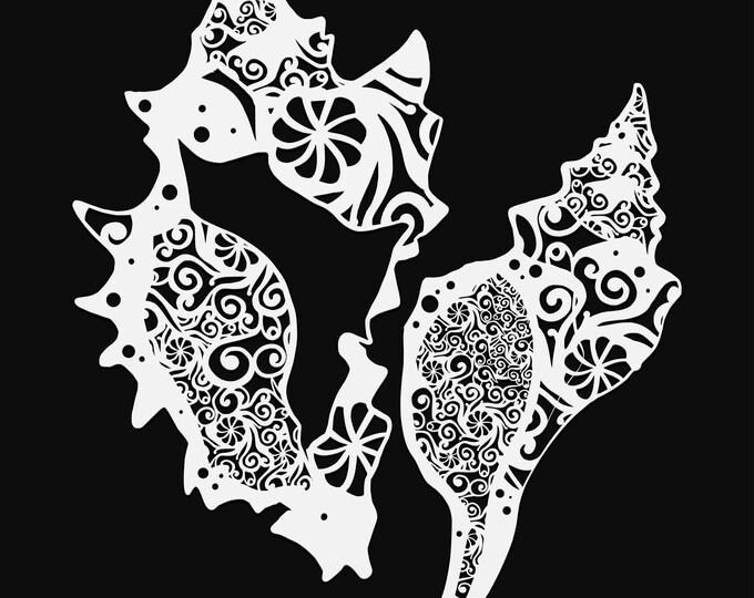conch shell mandala svg cut file, glowforge file, vinyl template, laser cut file, nautical svg, cuttable shell svg, clipart png