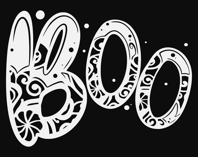 boo mandala svg cut file, glowforge file, vinyl template, laser cut file, seasonal svg, cuttable holiday svg, clipart png