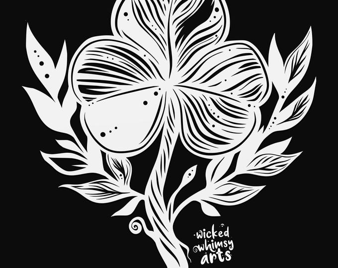 shamrock svg cut file, glowforge file, irish vinyl template, laser cut file, clover plant svg, cuttable botany svg, clipart png