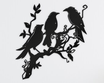 three crows metal sign, wall art hanging