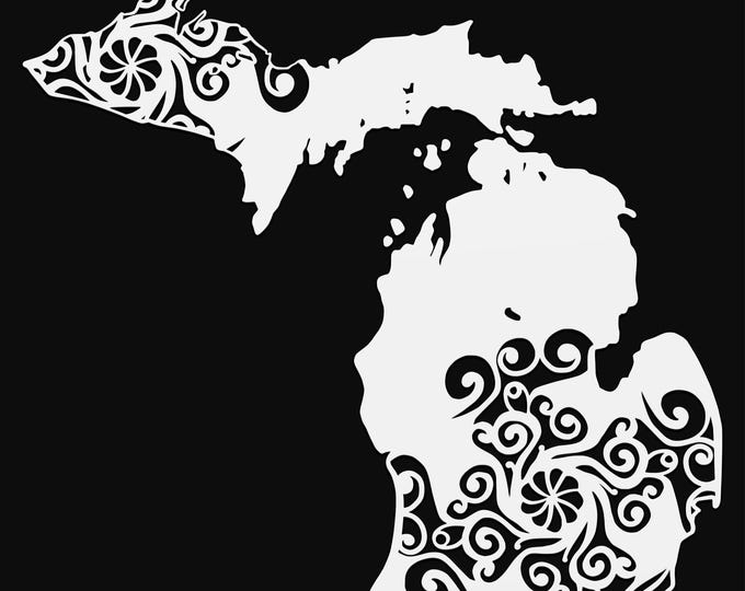 michigan mandala svg, geography cut file, glowforge svg, united states vinyl template, laser cut file, cuttable map svg, MI clipart png