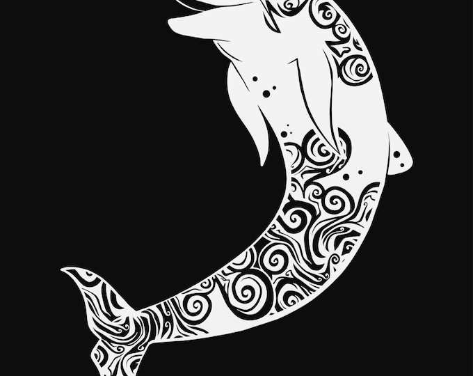 dolphin mandala svg cut file, glowforge file, vinyl template, laser cut file, animals svg, cuttable animal svg, clipart png