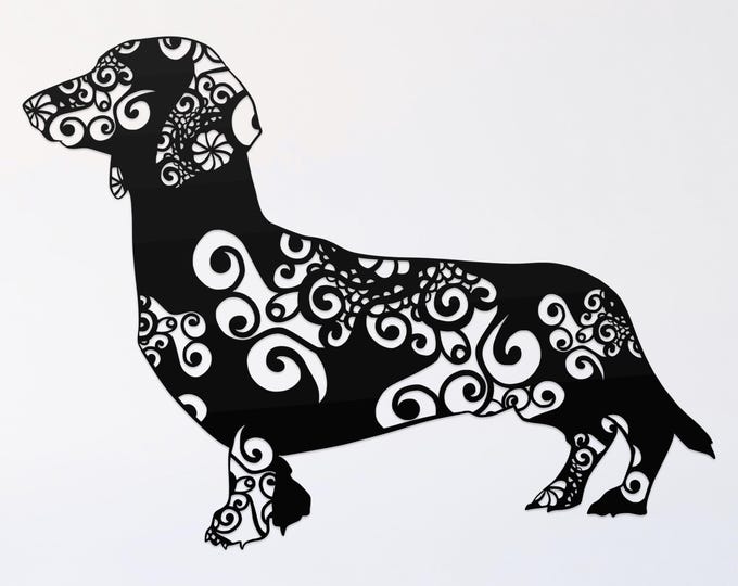 dachshund mandala svg file, glowforge file, vinyl template, laser cut file, animal svg, cuttable animal svg, clipart png