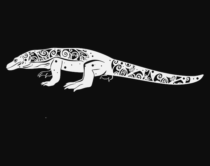 komodo dragon mandala svg cut file, lizard glowforge file, vinyl template, laser cut file, reptile svg, cuttable animal svg, clipart png
