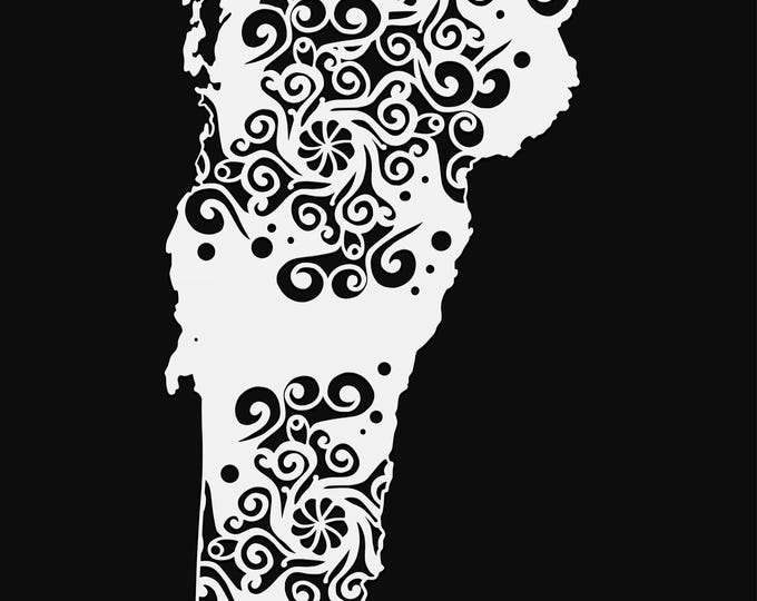 vermont mandala svg, geography cut file, glowforge svg, united states vinyl template, laser cut file, cuttable map svg, VT clipart png