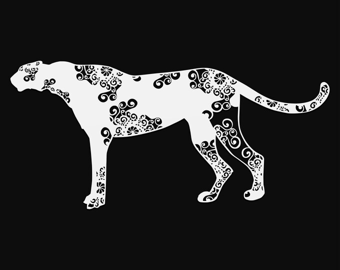 cheetah mandala svg cut file, glowforge file, vinyl template, laser cut file, animals svg, cuttable animal svg, clipart png