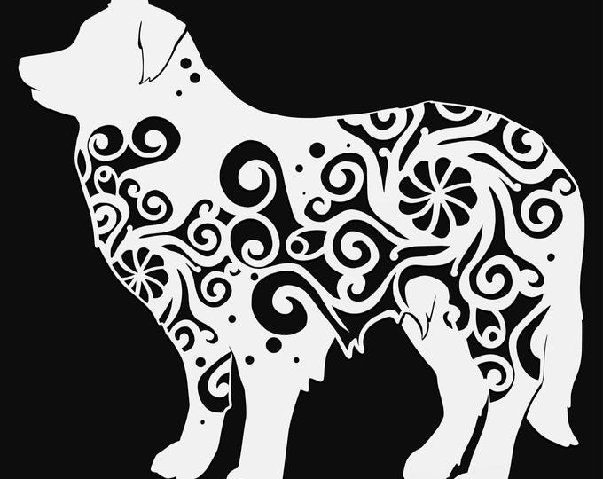 border collie mandala svg cut file, glowforge file, vinyl template, laser cut file, animals svg, cuttable animal svg, clipart png