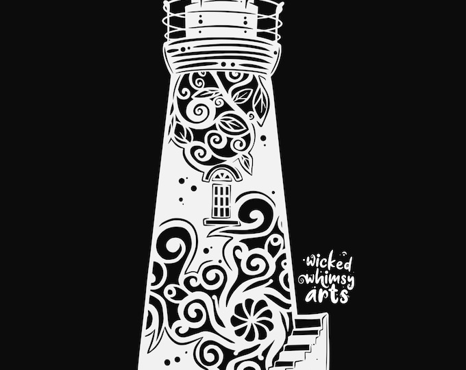 lighthouse mandala svg cut file, glowforge file, vinyl template, laser cut file, nautical svg, cuttable lighthouse svg, clipart png
